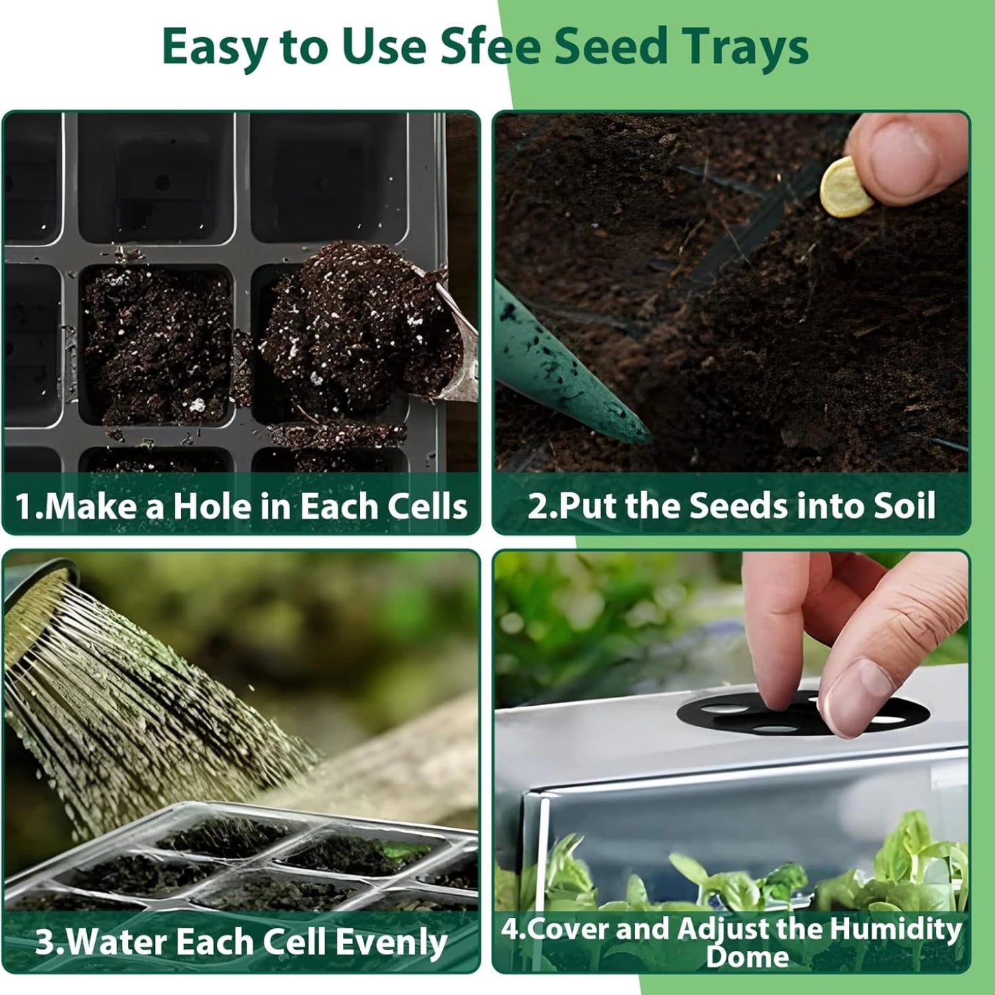 SproutStart Seed Tray Kit – 10 Pack Mini Greenhouse with Ventilation (12 Cells Each)