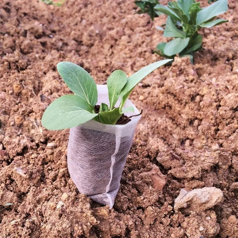 BioGrow Nursery Bags – 100 Piece Set of Biodegradable Plant Grow Bags