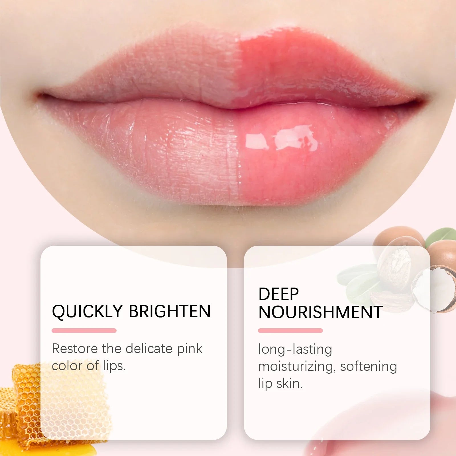 EELHOPE Lip Balm Fade Lip Lines Brightening Lasting Moisturizing Smoothing Skins Improve Lip Gloss Nourishing Pink Lip Mask