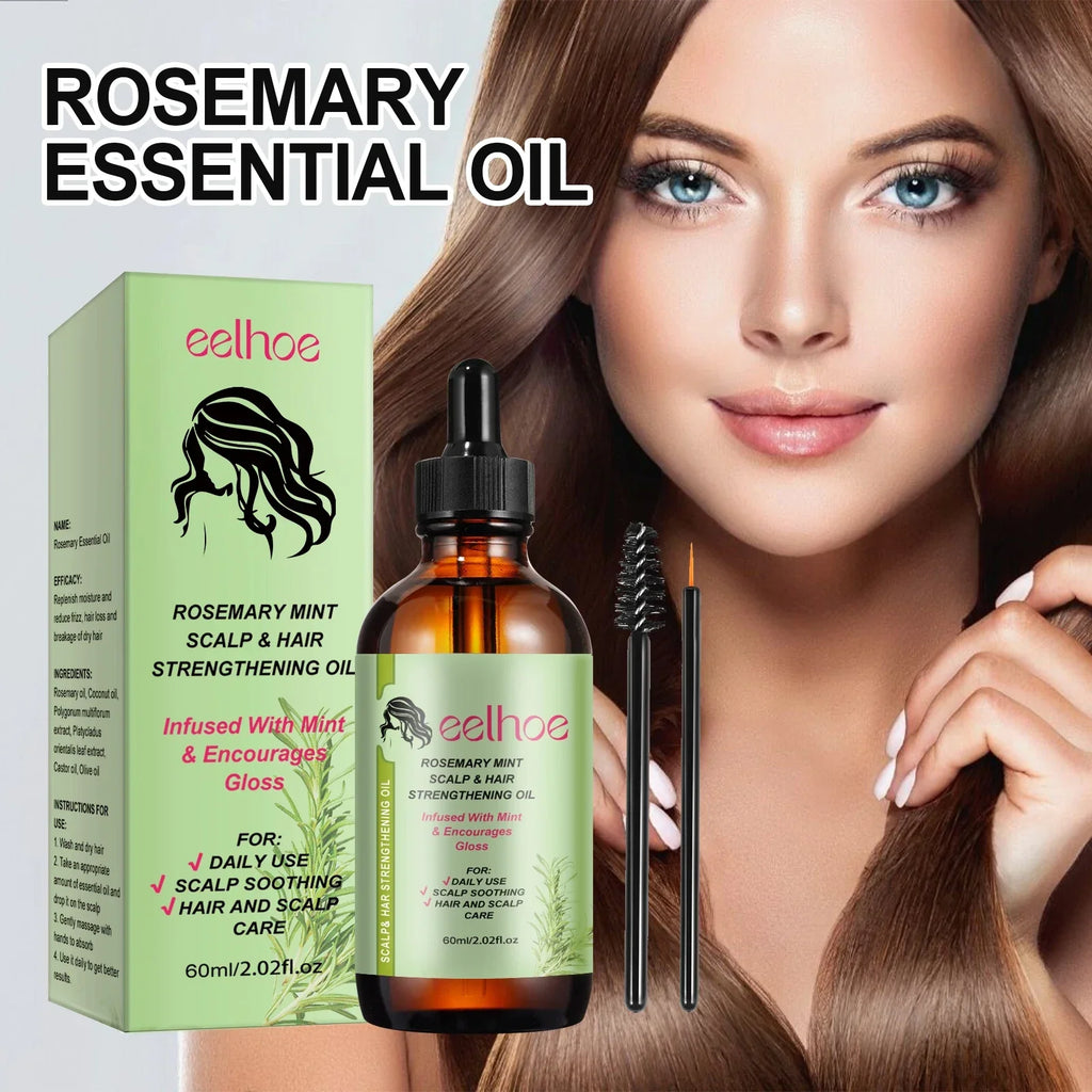 Eelhoe Rosemary Hair Care Series hair oil bottle with brush for promoting hair growth and nourishing scalp