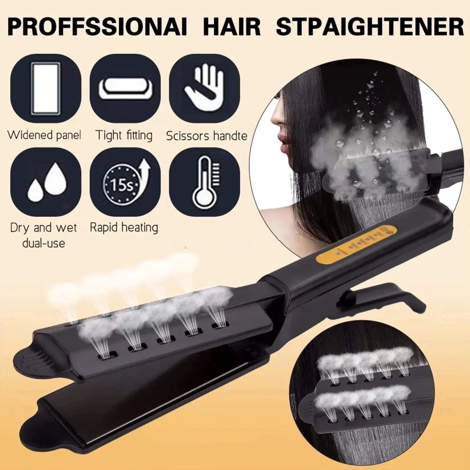 Hair Straightener with Four-Speed Temp Adjustment - Two -in - One Gift