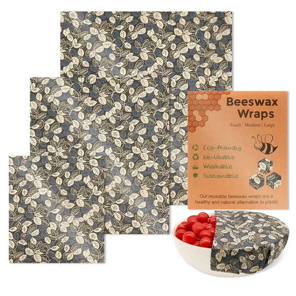 BeeFresh Reusable Beeswax Food Wraps – 3 Piece Set (Lemon Pattern)