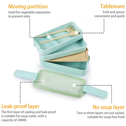 EcoStack Bento Box – 3-Tier Wheat Straw Lunch Container (900ml)