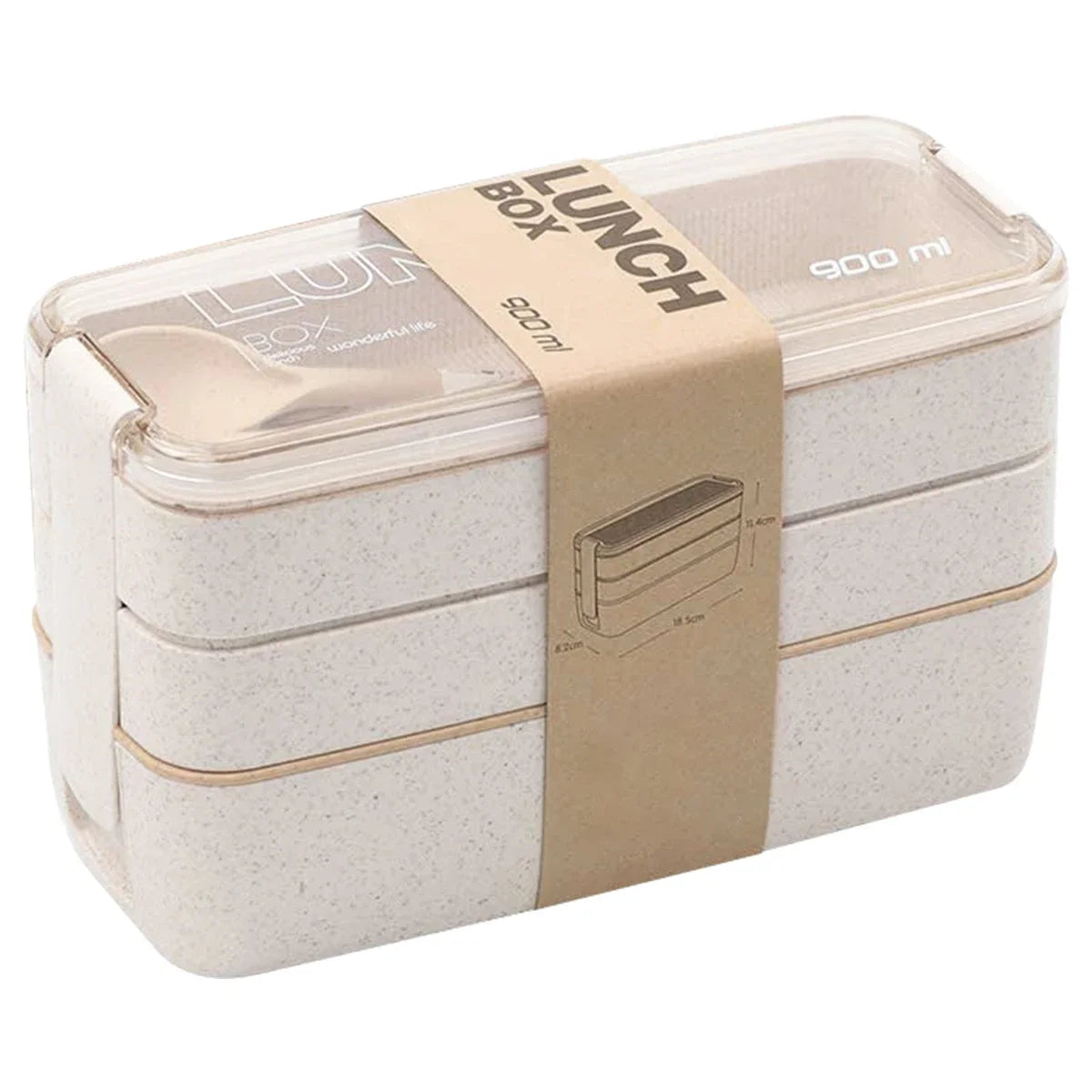 EcoStack Bento Box – 3-Tier Wheat Straw Lunch Container (900ml)