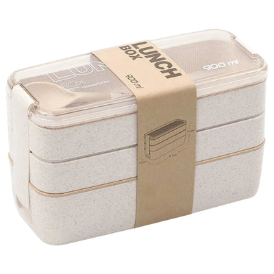 EcoStack Bento Box – 3-Tier Wheat Straw Lunch Container (900ml)