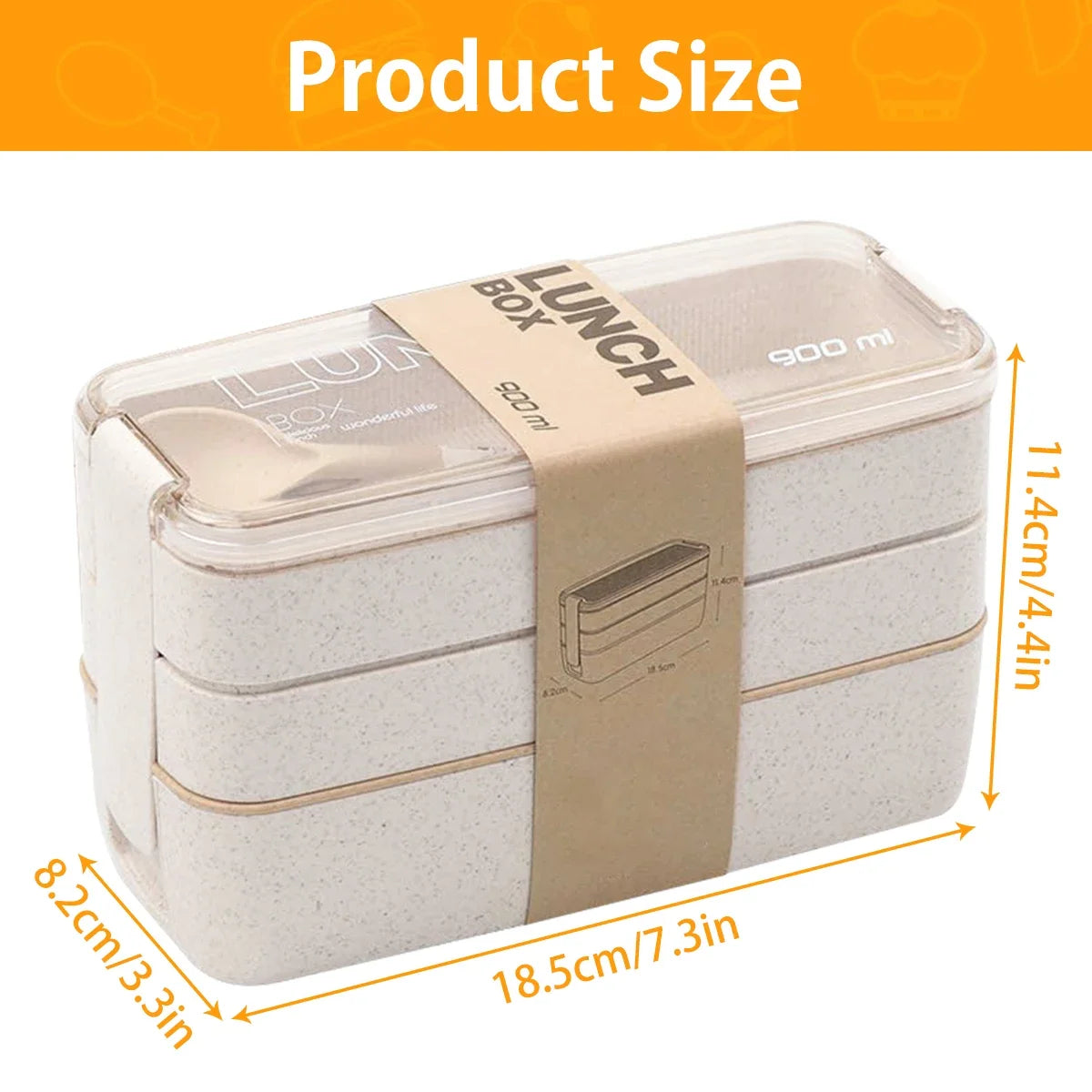 EcoStack Bento Box – 3-Tier Wheat Straw Lunch Container (900ml)