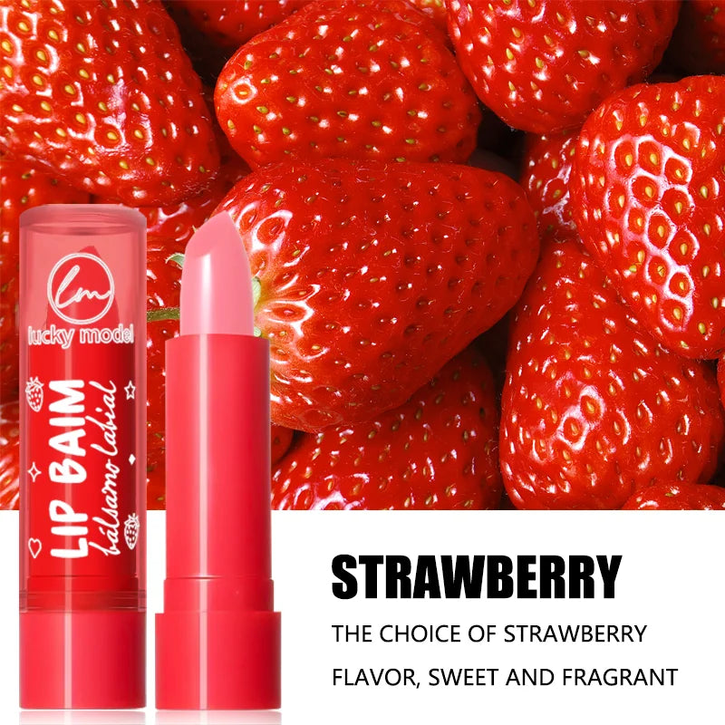 Strawberry lipstick set Warm and lasting natural red discolored fruit lip care cosmetics