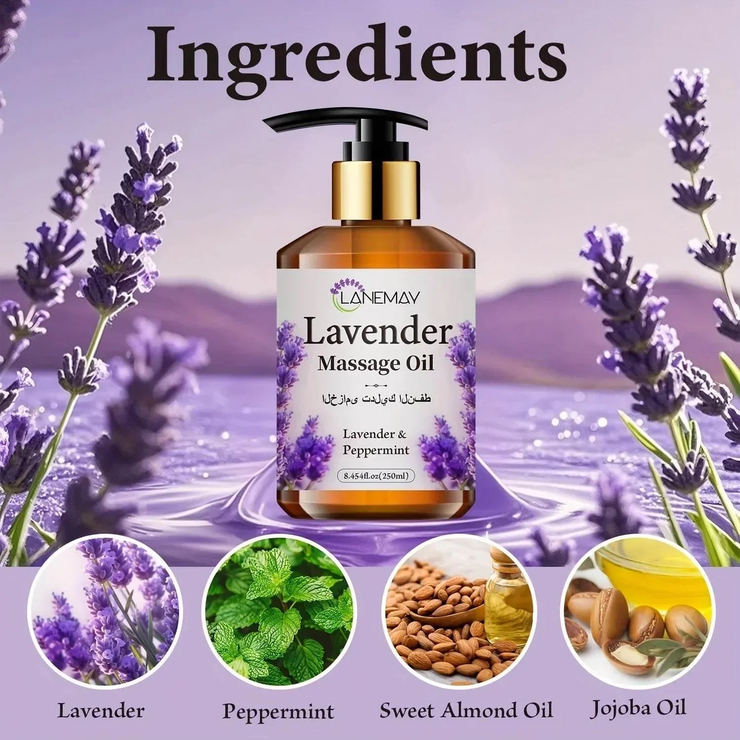 Lavender & Peppermint Massage Oil -Paraben-Free Moisturizing Body Care
