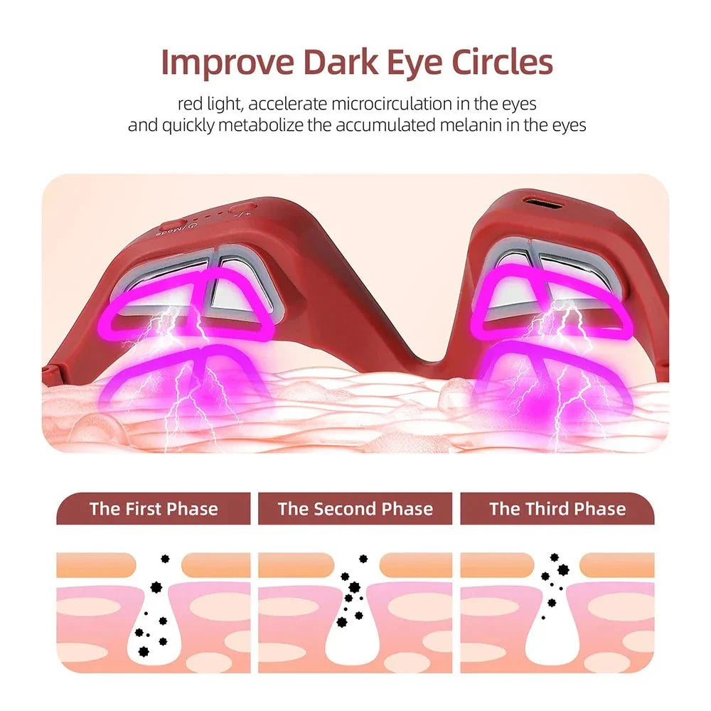 Red Eye Massager-Relieve Eye Fatigue with Eye Massage Glasses Massager