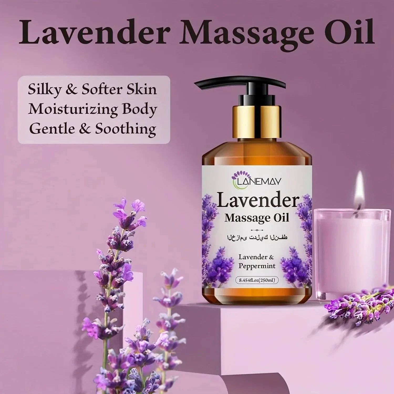 Lavender & Peppermint Massage Oil -Paraben-Free Moisturizing Body Care