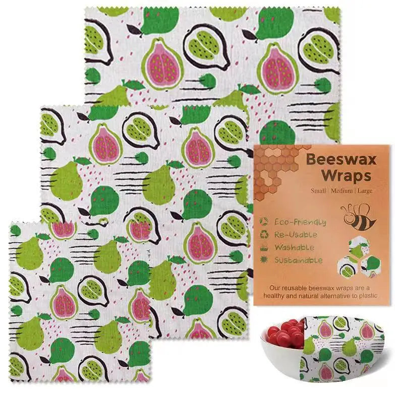 BeeFresh Reusable Beeswax Food Wraps – 3 Piece Set (Lemon Pattern)