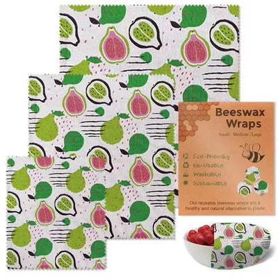 BeeFresh Reusable Beeswax Food Wraps – 3 Piece Set (Lemon Pattern)