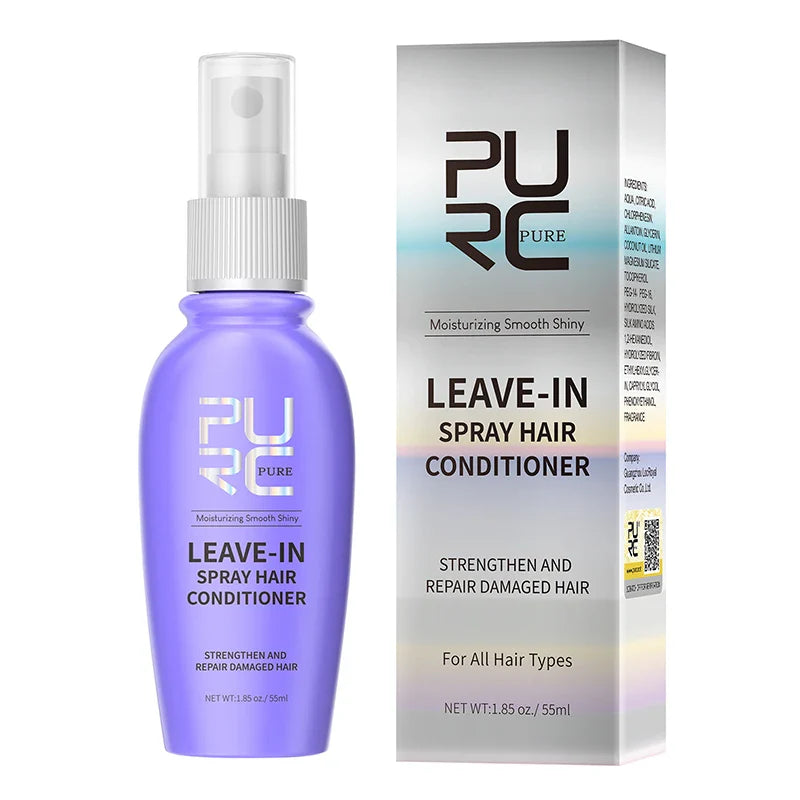 PURC Leave In Conditioner Spray for Hair Smoothing Hair Treatment Coconut Oil Repair Damaged Dry After-Shampoo Hair Care 55ml
