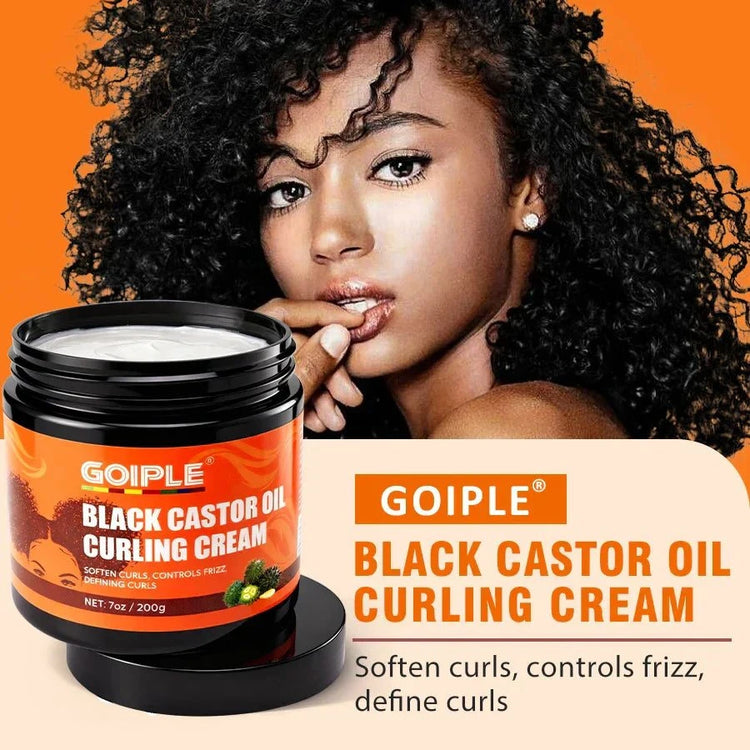 GOIPLE 200g Black Castor Oil Curl Cream for lightweight, moisturizing curl definition and detangling without sticky residue