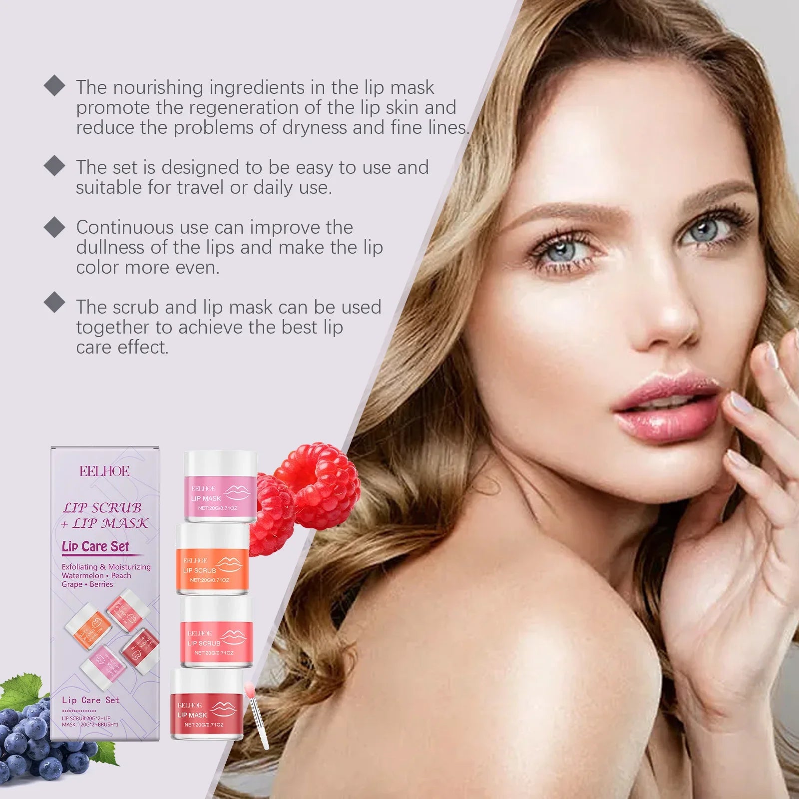 EELHOE Nourishing Lip Care Set Gentle Hydration Deep Moisturizing Anti Drying And Crack Nourishing Lips Soft And Gentle Lips