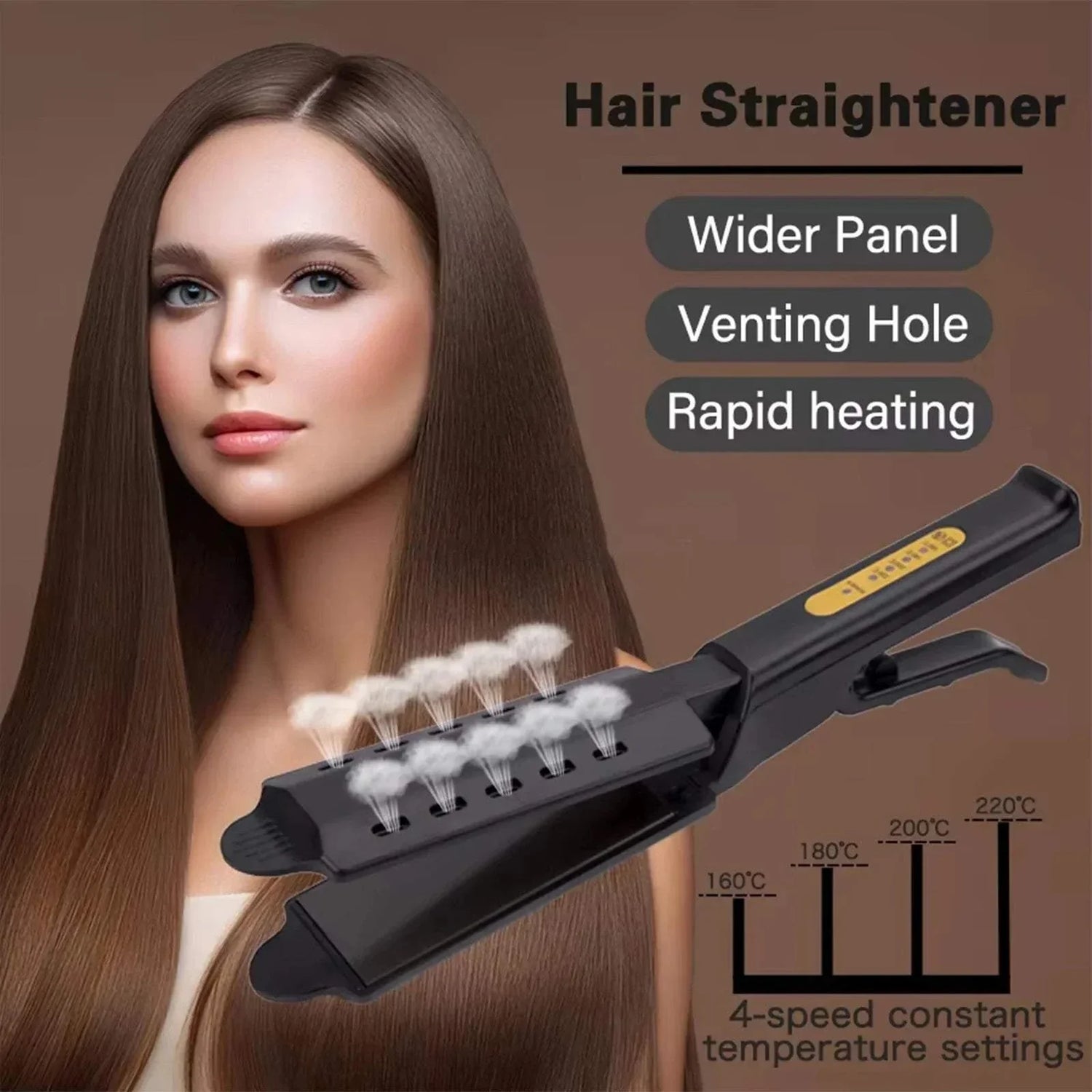 Hair Straightener with Four-Speed Temp Adjustment - Two -in - One Gift