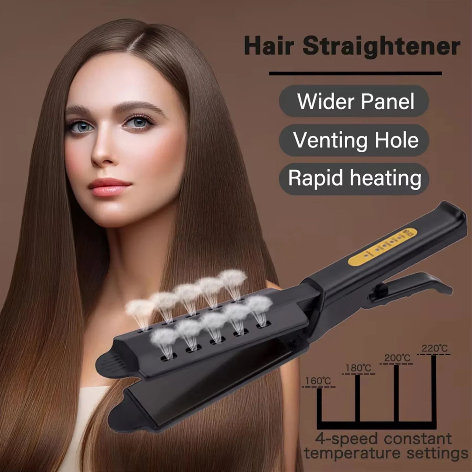 Hair straightener with four-speed temperature adjustment, straightener and curler two-in-one, Mother's Day Christmas Gifts
