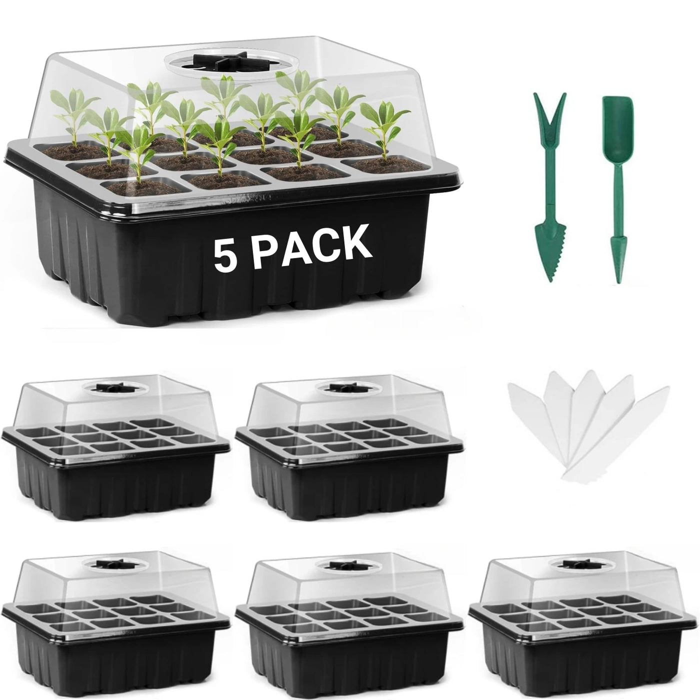 SproutStart Seed Tray Kit – 10 Pack Mini Greenhouse with Ventilation (12 Cells Each)