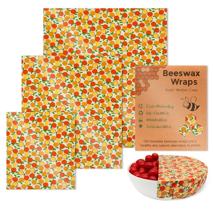 BeeFresh Reusable Beeswax Food Wraps – 3 Piece Set (Lemon Pattern)