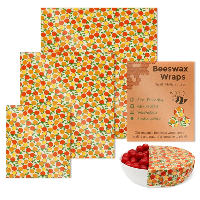 BeeFresh Reusable Beeswax Food Wraps – 3 Piece Set (Lemon Pattern)