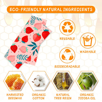 BeeFresh Reusable Beeswax Food Wraps – 3 Piece Set (Lemon Pattern)
