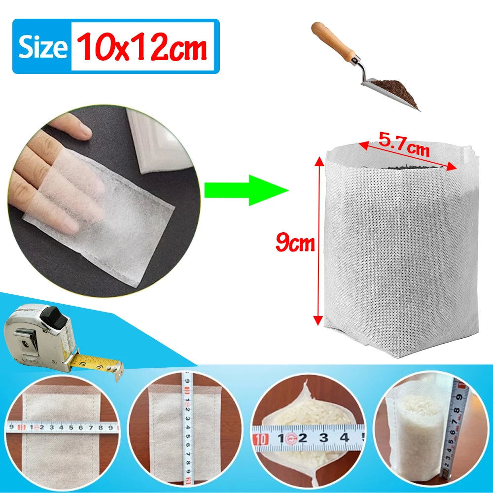 BioGrow Nursery Bags – 100 Piece Set of Biodegradable Plant Grow Bags