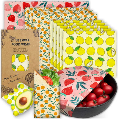 BeeFresh Reusable Beeswax Food Wraps – 3 Piece Set (Lemon Pattern)