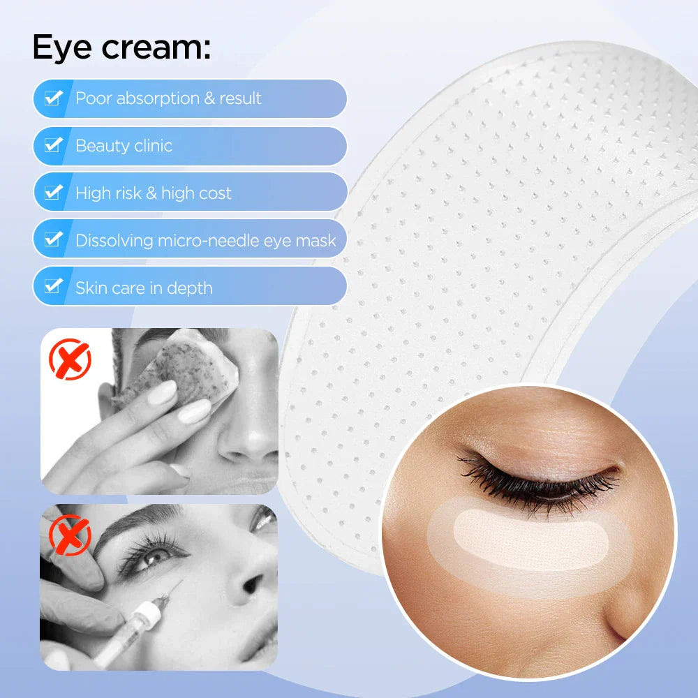 Microneedle eye patches for anti-aging and dark circle removal with hyaluronic acid moisturizing mask