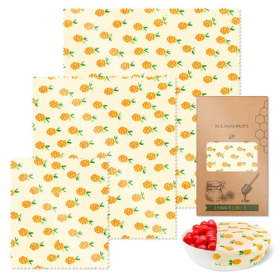 BeeFresh Reusable Beeswax Food Wraps – 3 Piece Set (Lemon Pattern)