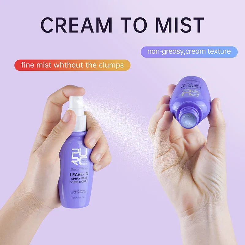 PURC Leave In Conditioner Spray for Hair Smoothing Hair Treatment Coconut Oil Repair Damaged Dry After-Shampoo Hair Care 55ml