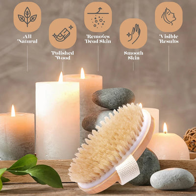 PureBristle Wooden Body Brush – Exfoliating Wet & Dry Massage Brush