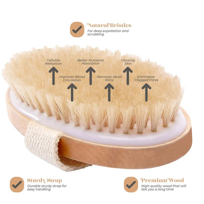 PureBristle Wooden Body Brush – Exfoliating Wet & Dry Massage Brush