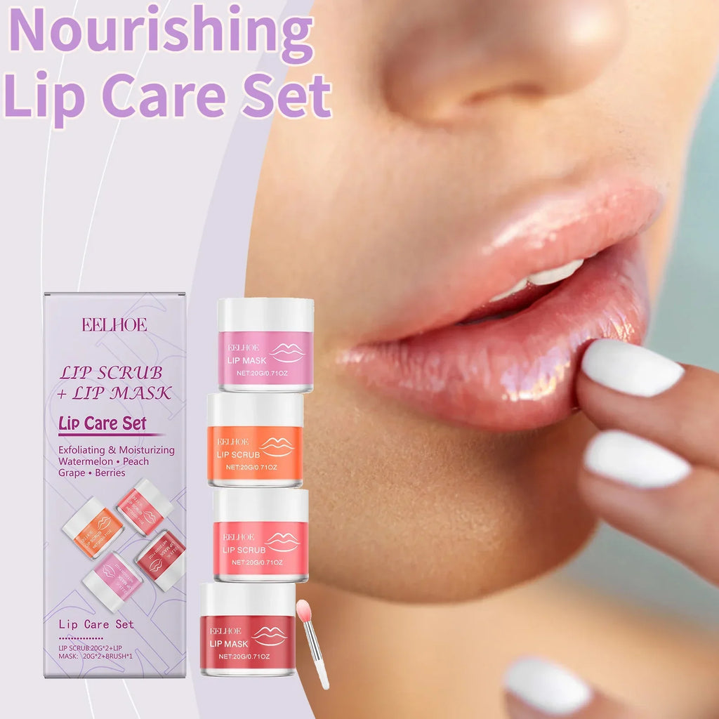 EELHOE Lip Care Set with nourishing lip scrubs and masks for gentle hydration and deep moisturizing