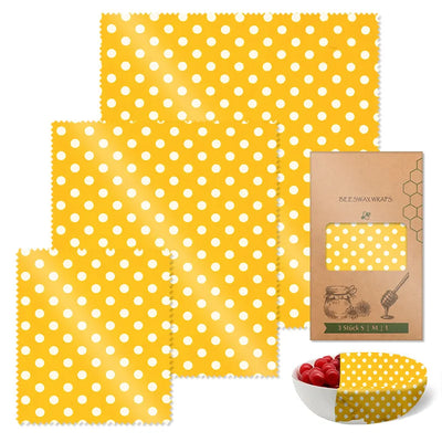 BeeFresh Reusable Beeswax Food Wraps – 3 Piece Set (Lemon Pattern)