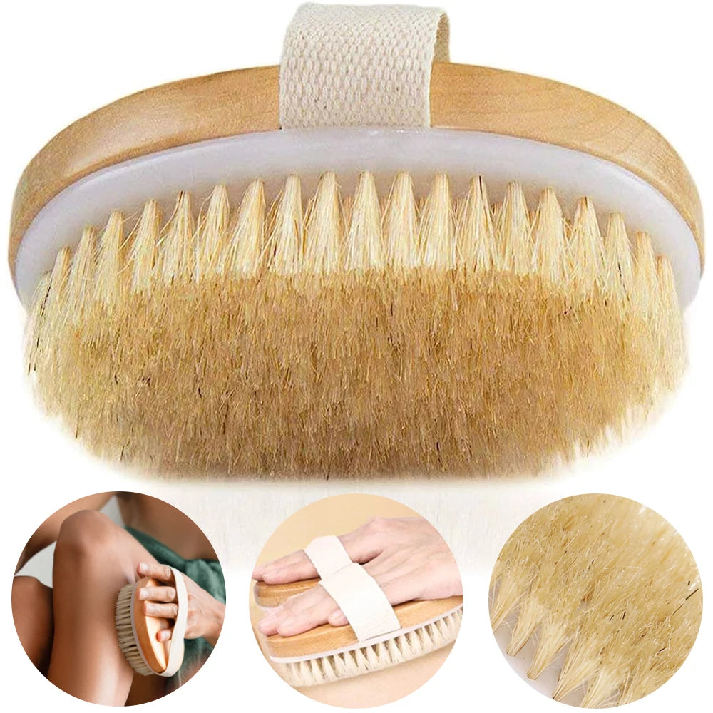 PureBristle Wooden Body Brush – Exfoliating Wet & Dry Massage Brush