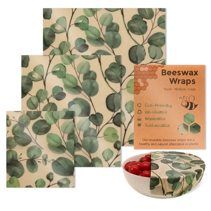 BeeFresh Reusable Beeswax Food Wraps – 3 Piece Set (Lemon Pattern)