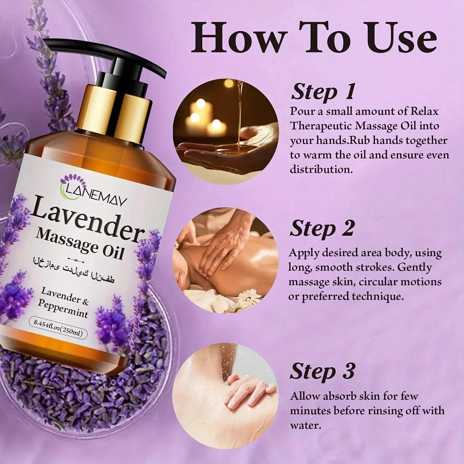 Lavender & Peppermint Massage Oil -Paraben-Free Moisturizing Body Care