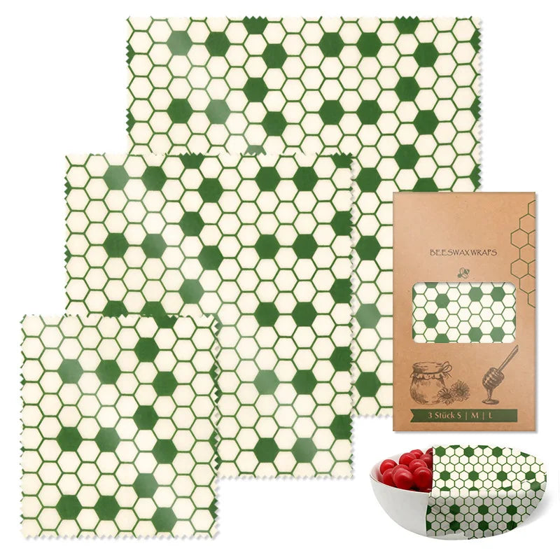 BeeFresh Reusable Beeswax Food Wraps – 3 Piece Set (Lemon Pattern)