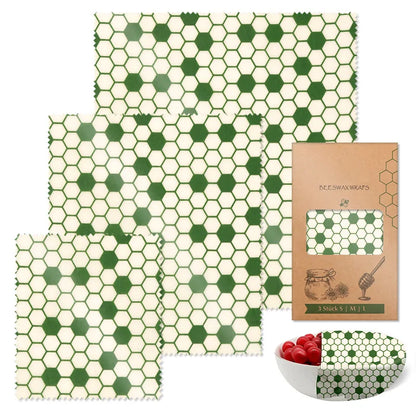 BeeFresh Reusable Beeswax Food Wraps – 3 Piece Set (Lemon Pattern)