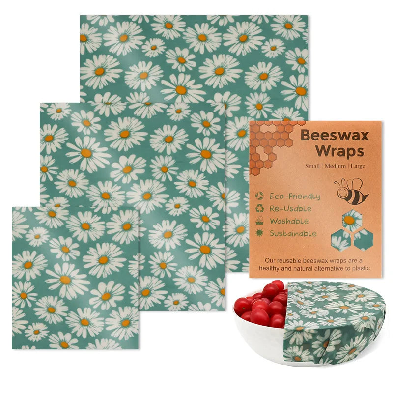 BeeFresh Reusable Beeswax Food Wraps – 3 Piece Set (Lemon Pattern)