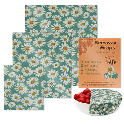 BeeFresh Reusable Beeswax Food Wraps – 3 Piece Set (Lemon Pattern)