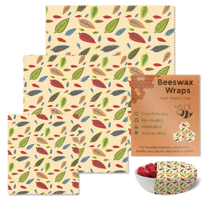 BeeFresh Reusable Beeswax Food Wraps – 3 Piece Set (Lemon Pattern)