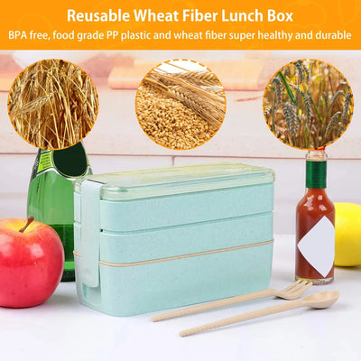 EcoStack Bento Box – 3-Tier Wheat Straw Lunch Container (900ml)